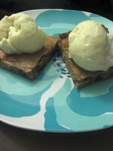 Butterscotch Bars with Homemade French Vanilla Ice Cream